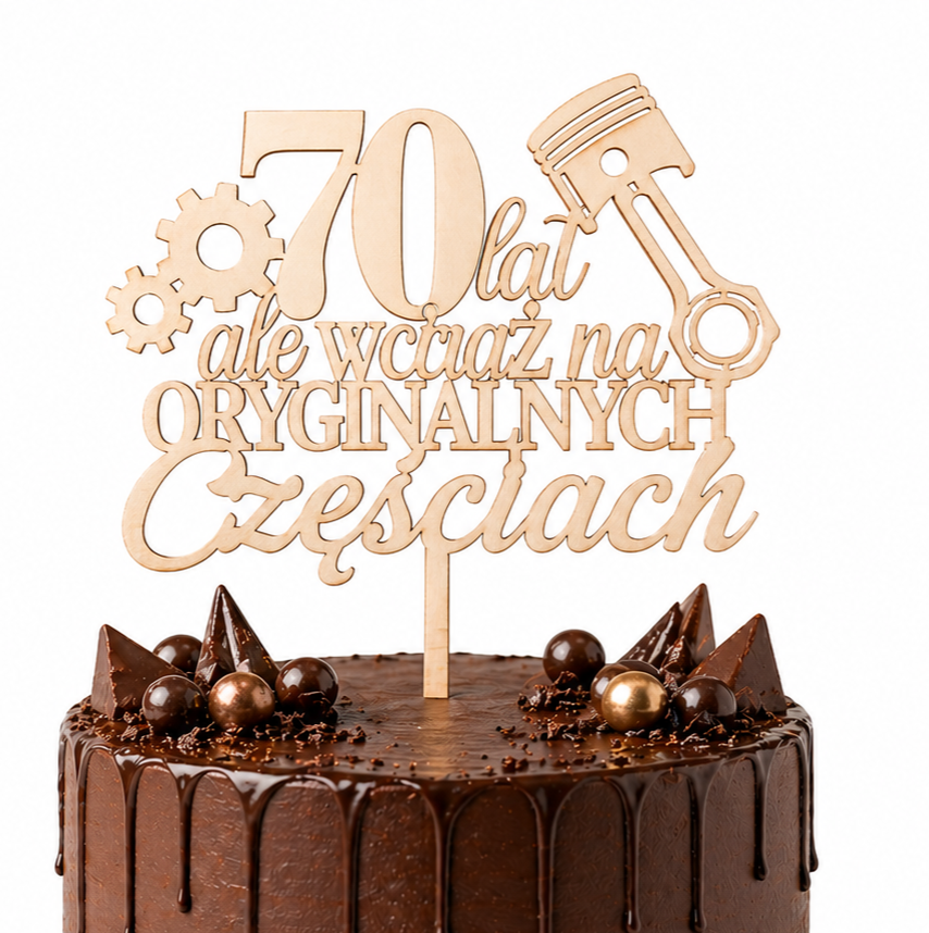 Personalizowany Topper na Tort – "Wciąż na oryginalnych częściach"