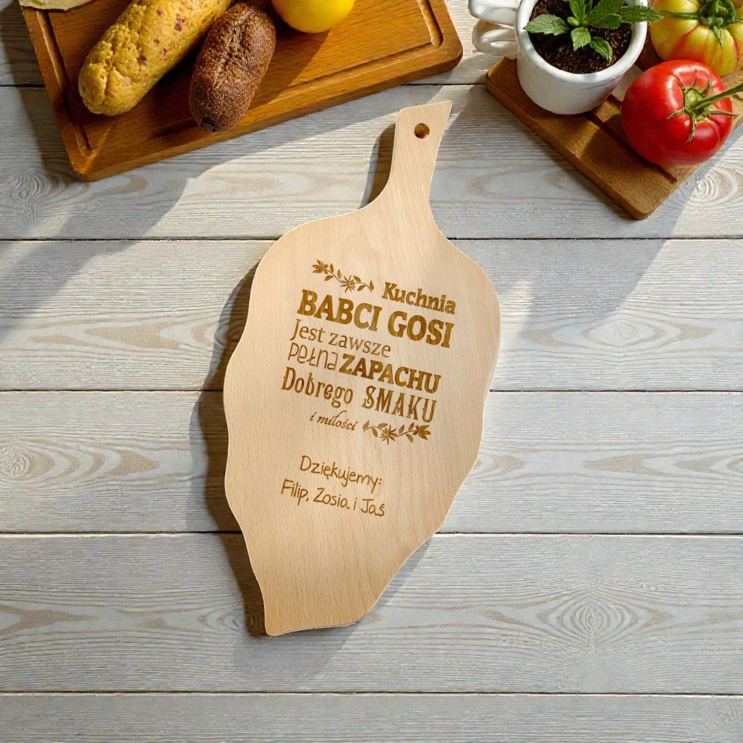 Deska w kształcie liścia na dzień babci i dziadka
