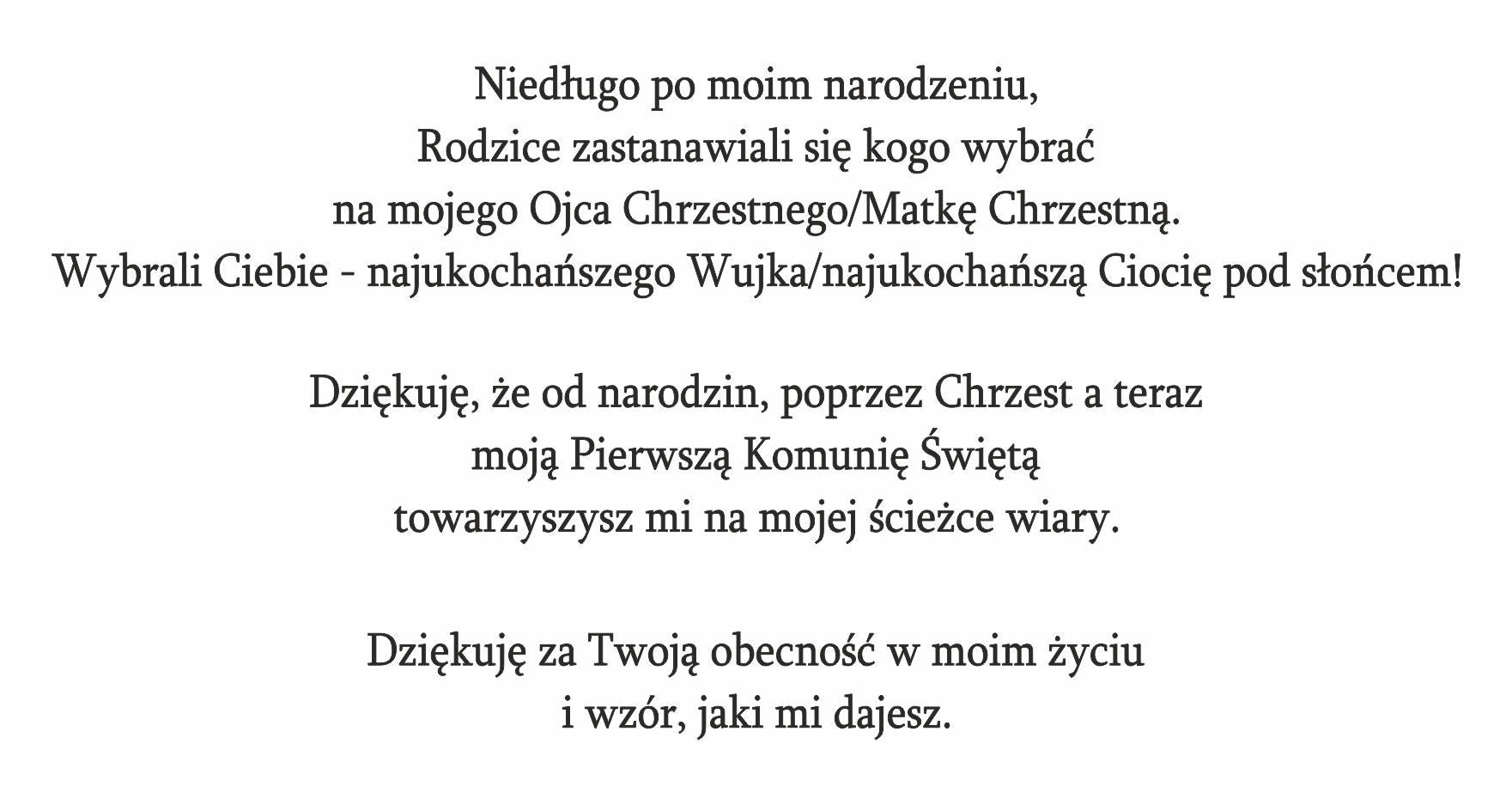 Podziękowania komunijne w kształcie serca